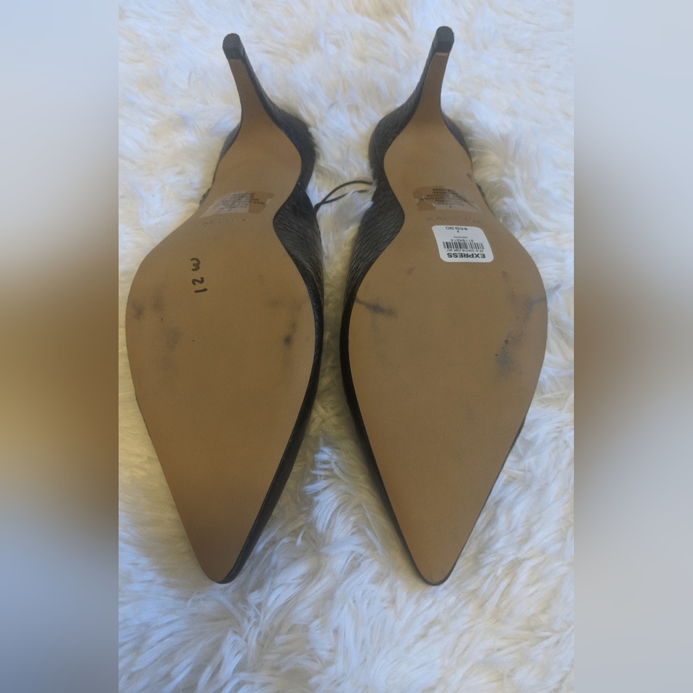 Express Black Croc Print Mules - Picture 2 of 5